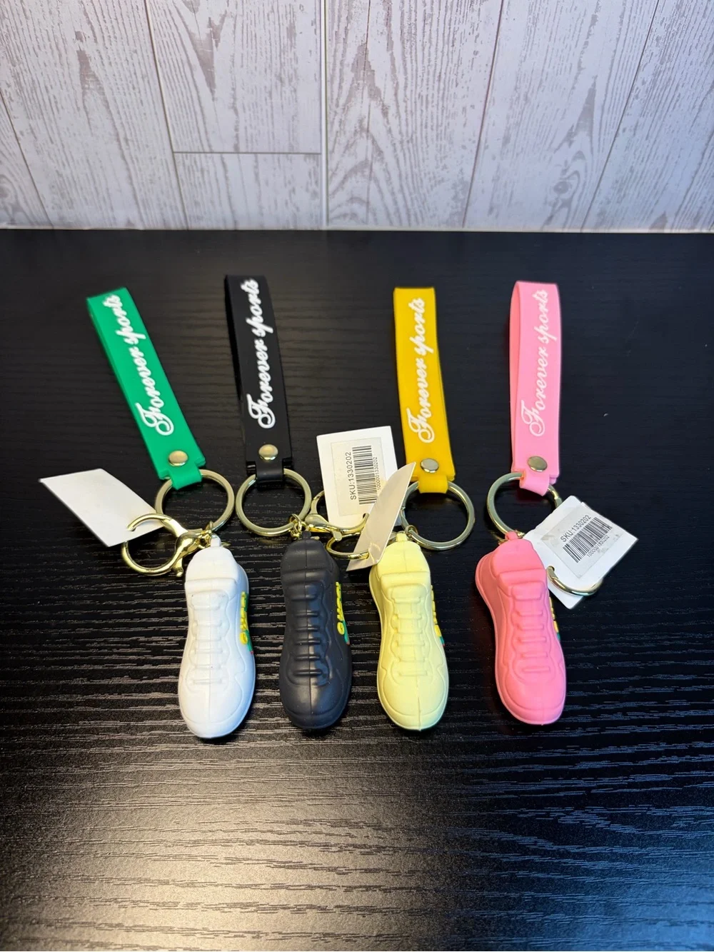 Gucci Style Sneaker Keychain Set - White, Black, Yellow, Pink